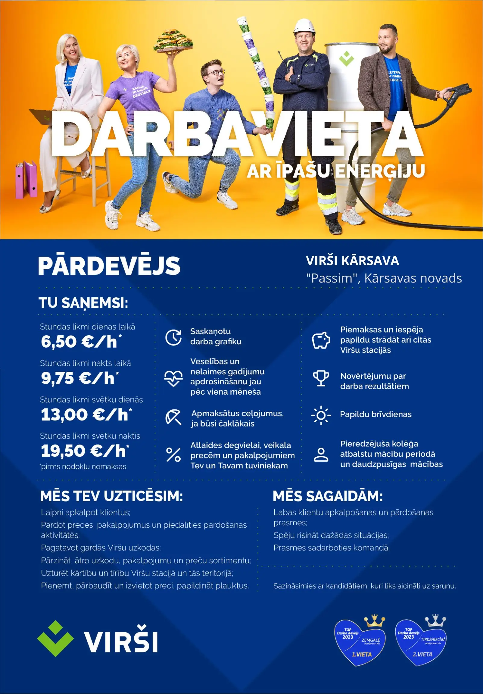 Virsi pardeveju darba sludinajums